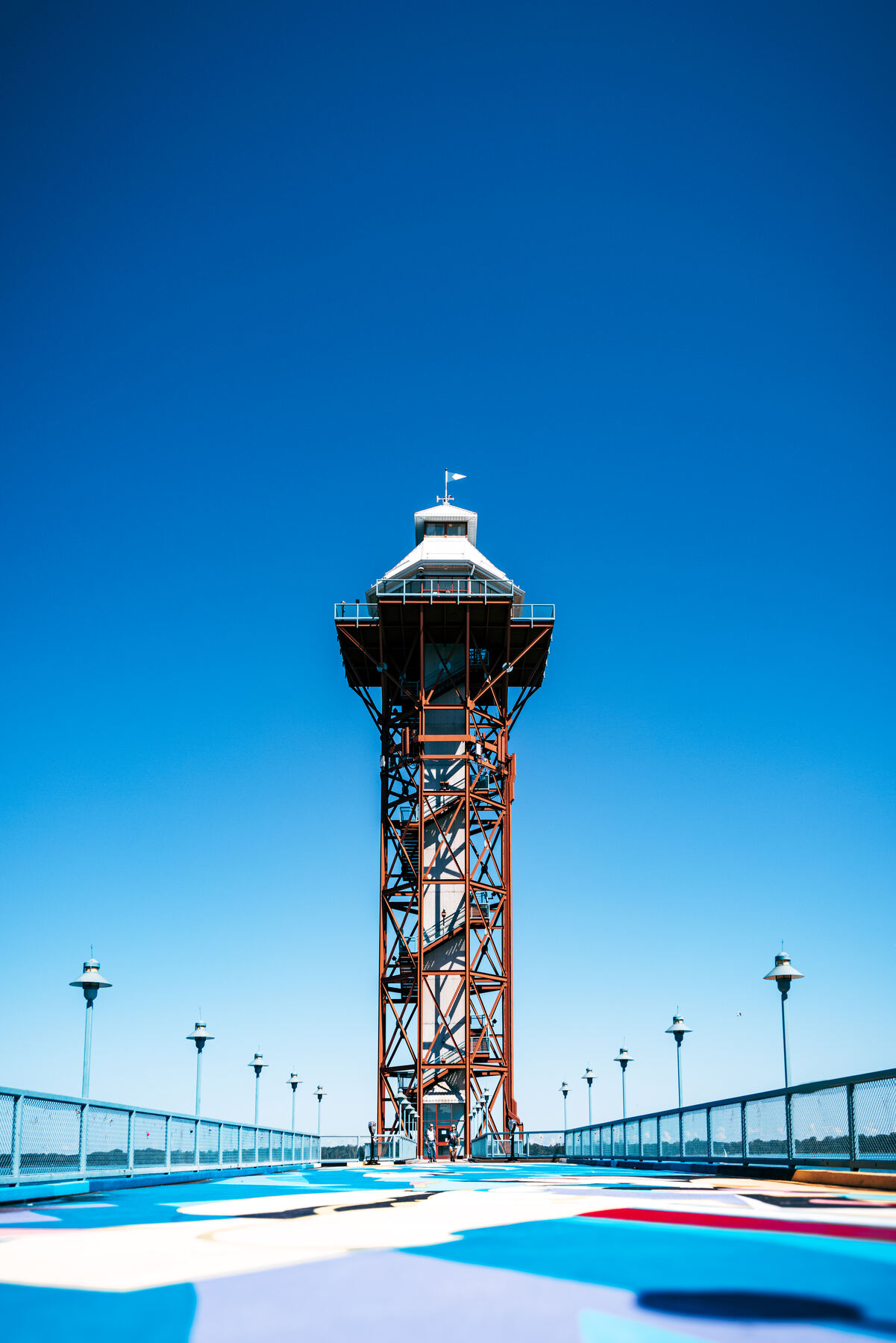 Erie's Bicentennial Tower, shot straight-on from ground level