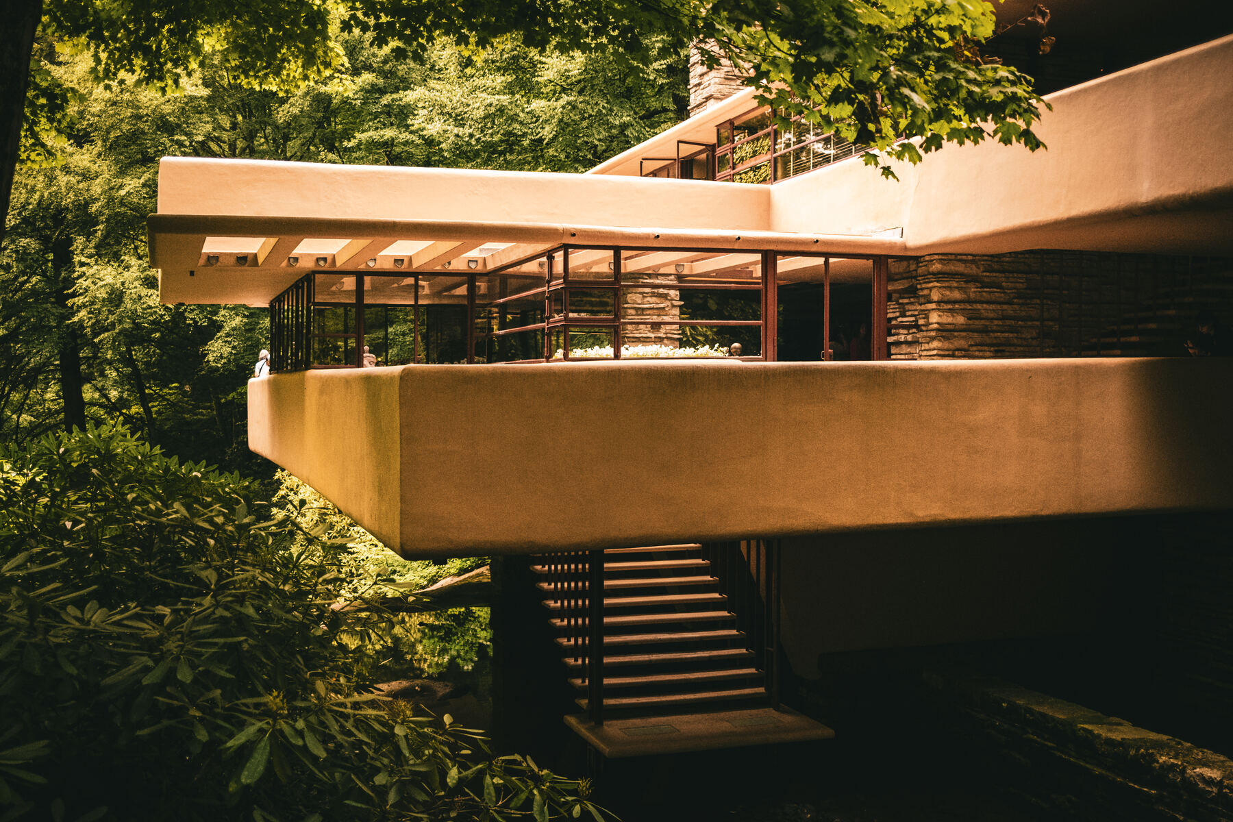 Fallingwater, Frank Lloyd Wright's house, with its cantilevered terraces over Bear Run